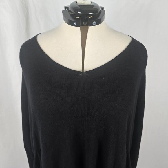 RDI Sweater Women's 1X Black Knit Long Sleeve High Low Hemline Pockets NWT - Picture 2 of 16